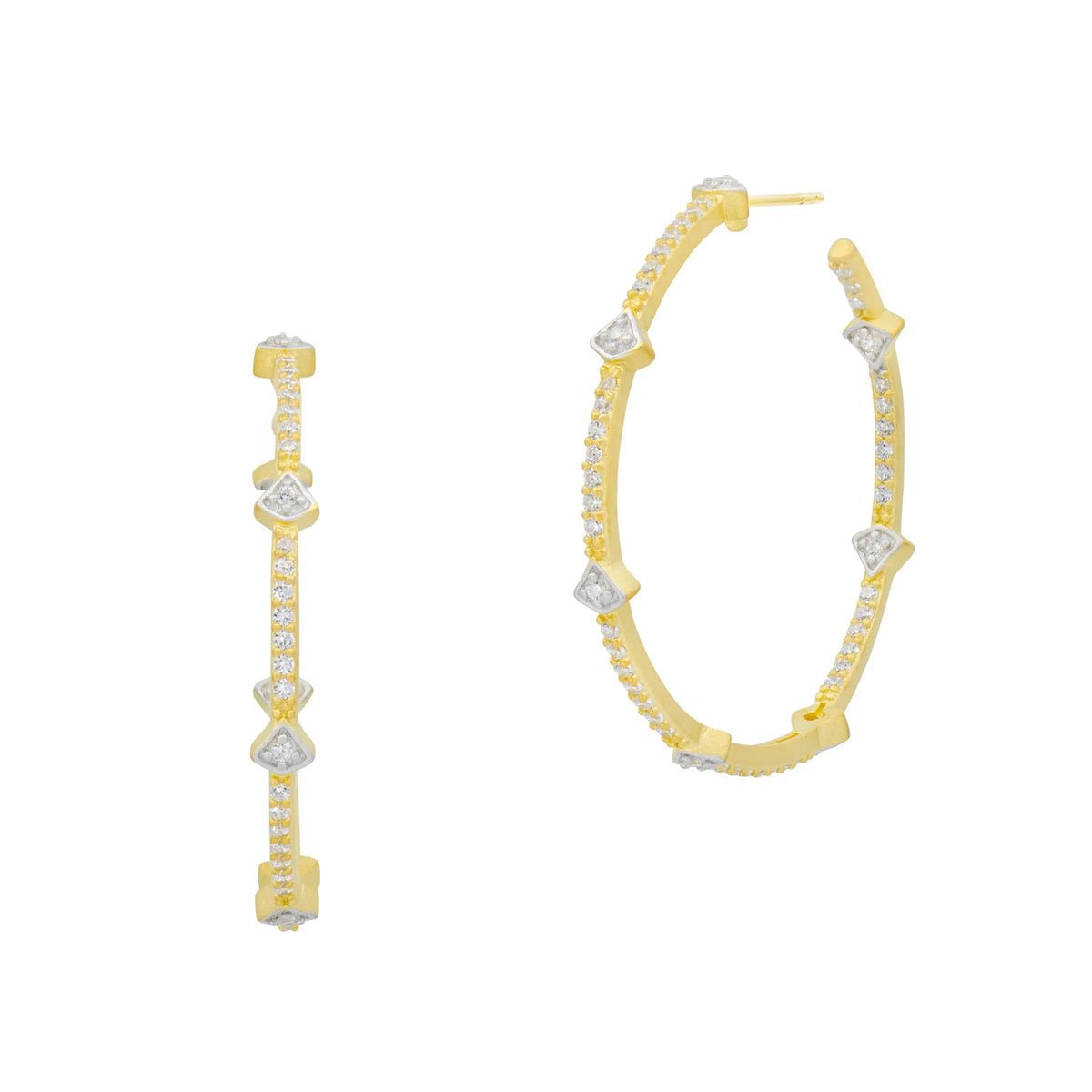  14K Finish Arrow Station Hoop Earrings、mySite、elrpsem3k