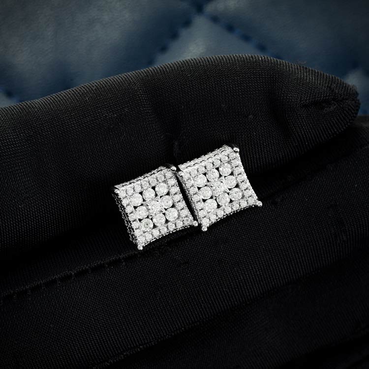 9MM Moissanite Square Cluster Earrings 14K Gold、mySite、hinf8tx79