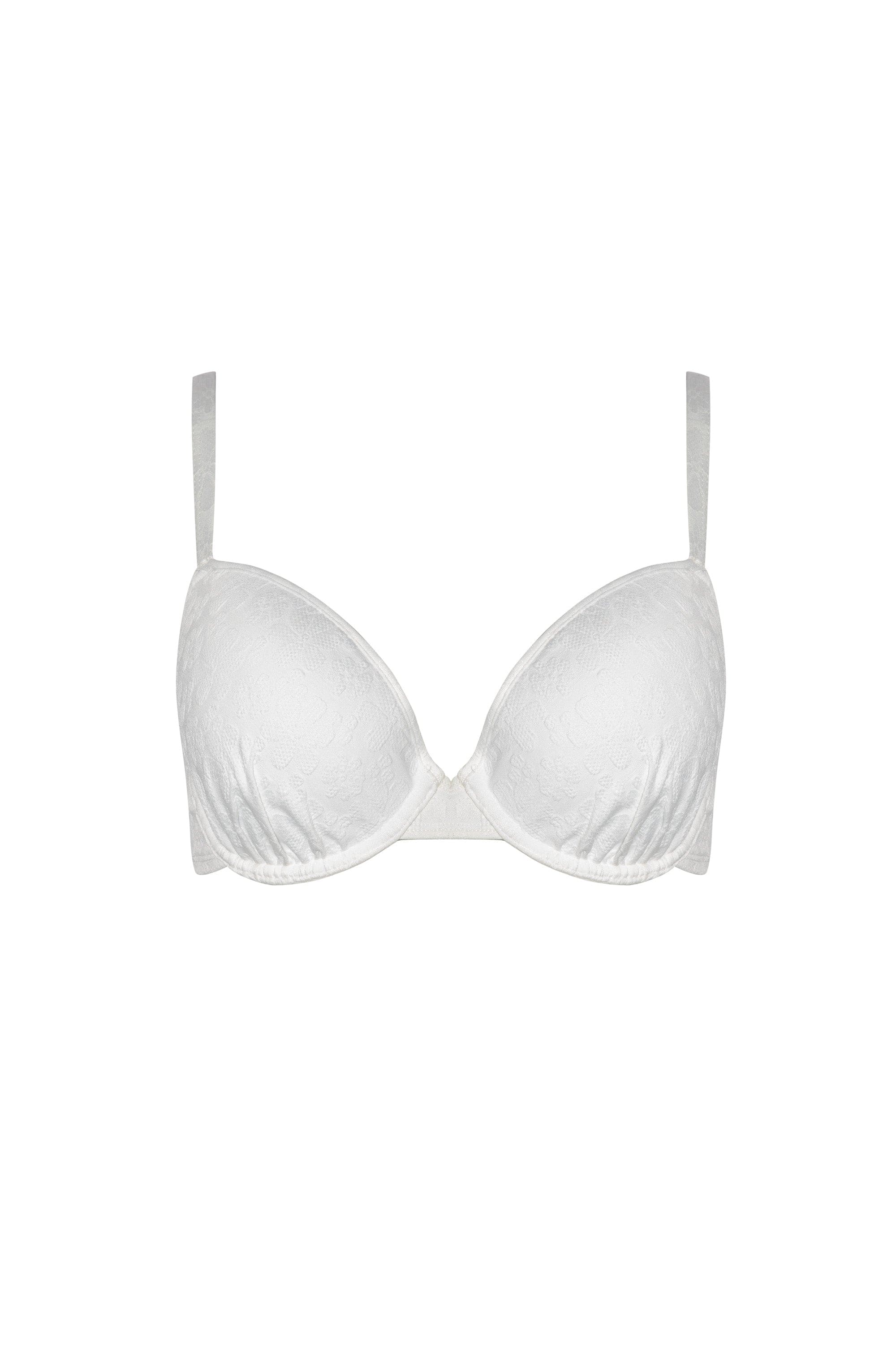 Zoe Fuller Bust Mix & Match White Floral Texture Padded Plunge Bikini Top、mySite、bengalsvssteelers