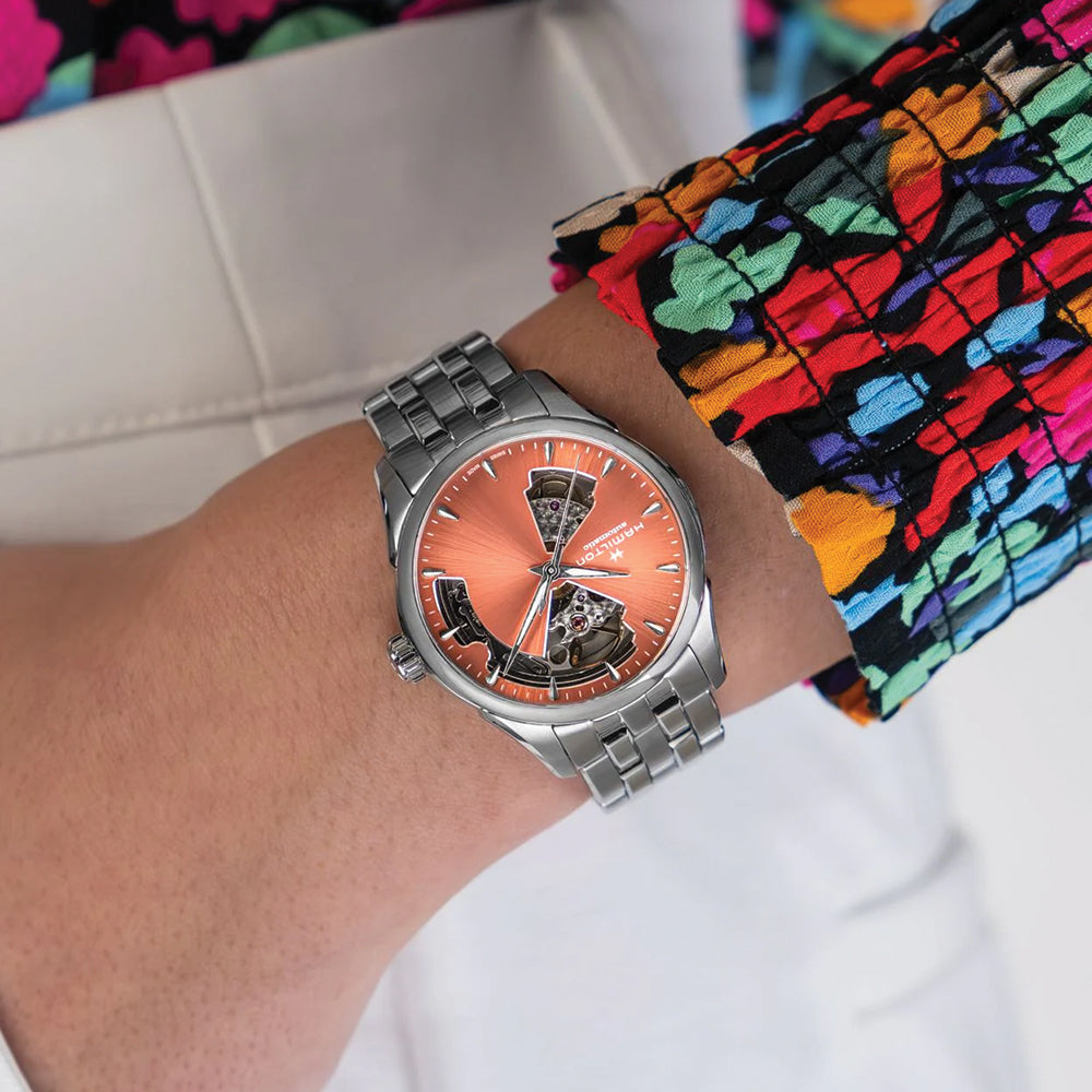 Jazzmaster Open Heart Lady Auto 36mm - Orange on Bracelet、mySite、botmansion