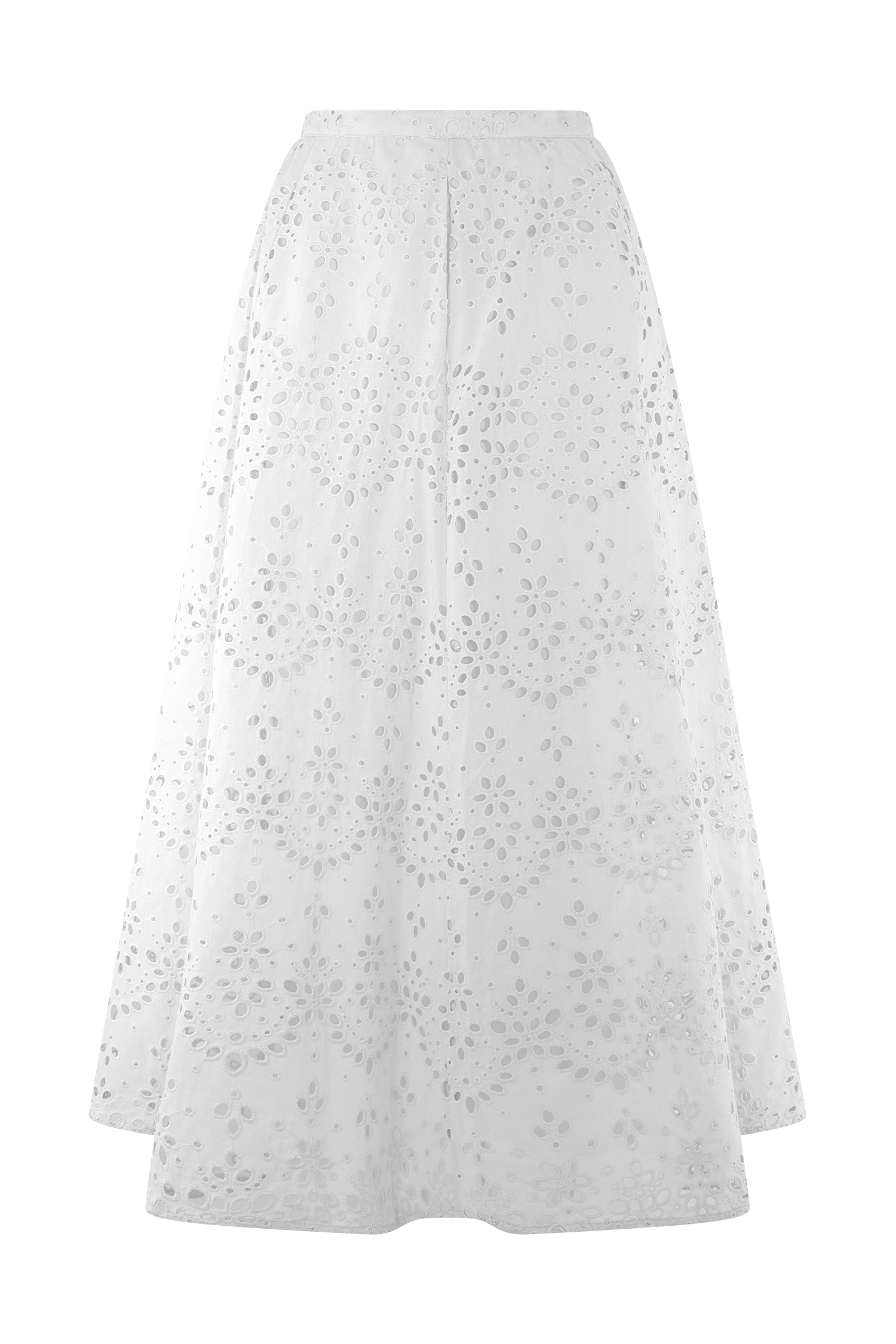 Arla Broderie Midi Skirt - White、mySite、solidvoid