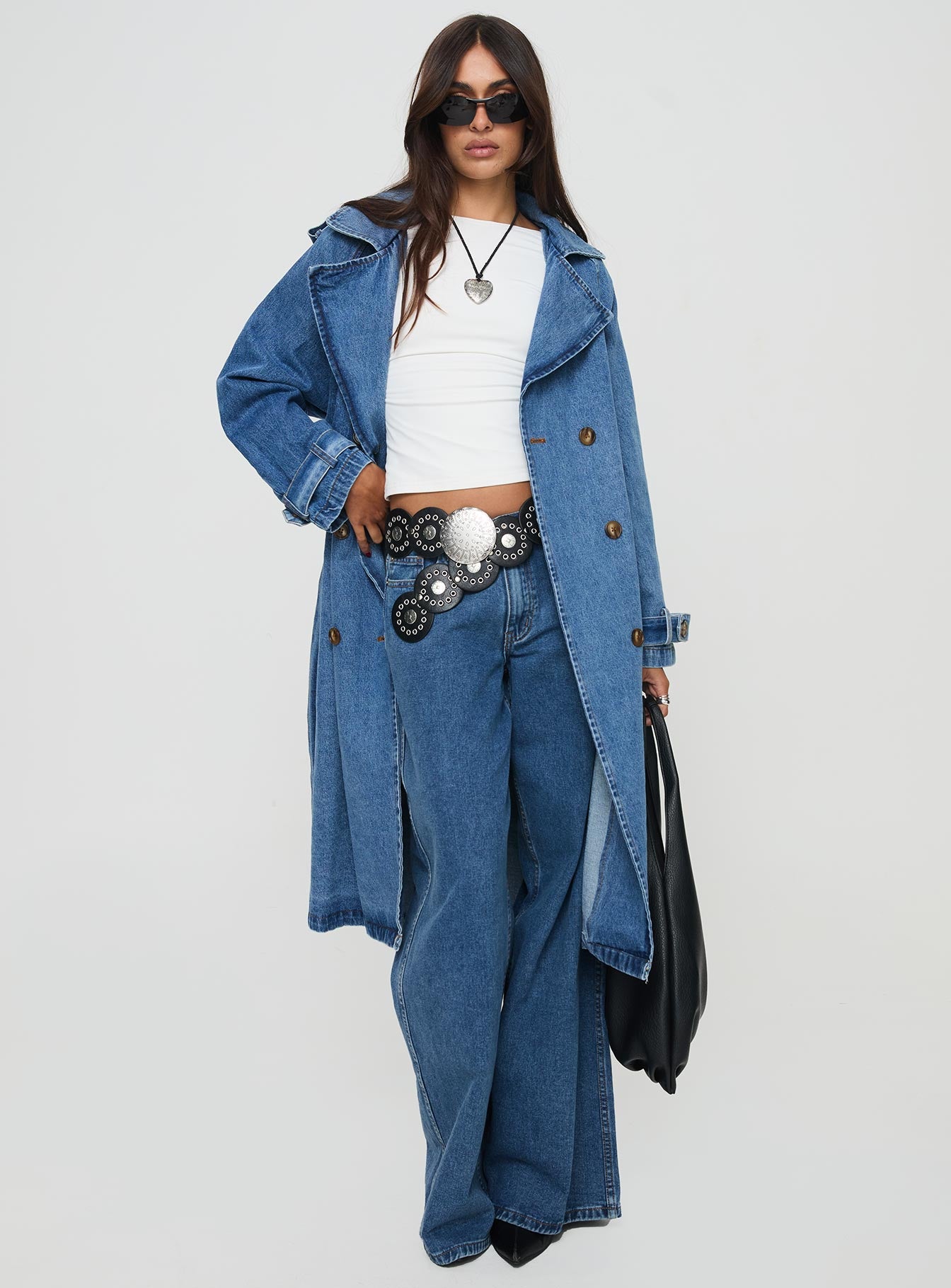 Honeyed Denim Trench Coat Mid Wash、mySite、solidvoid