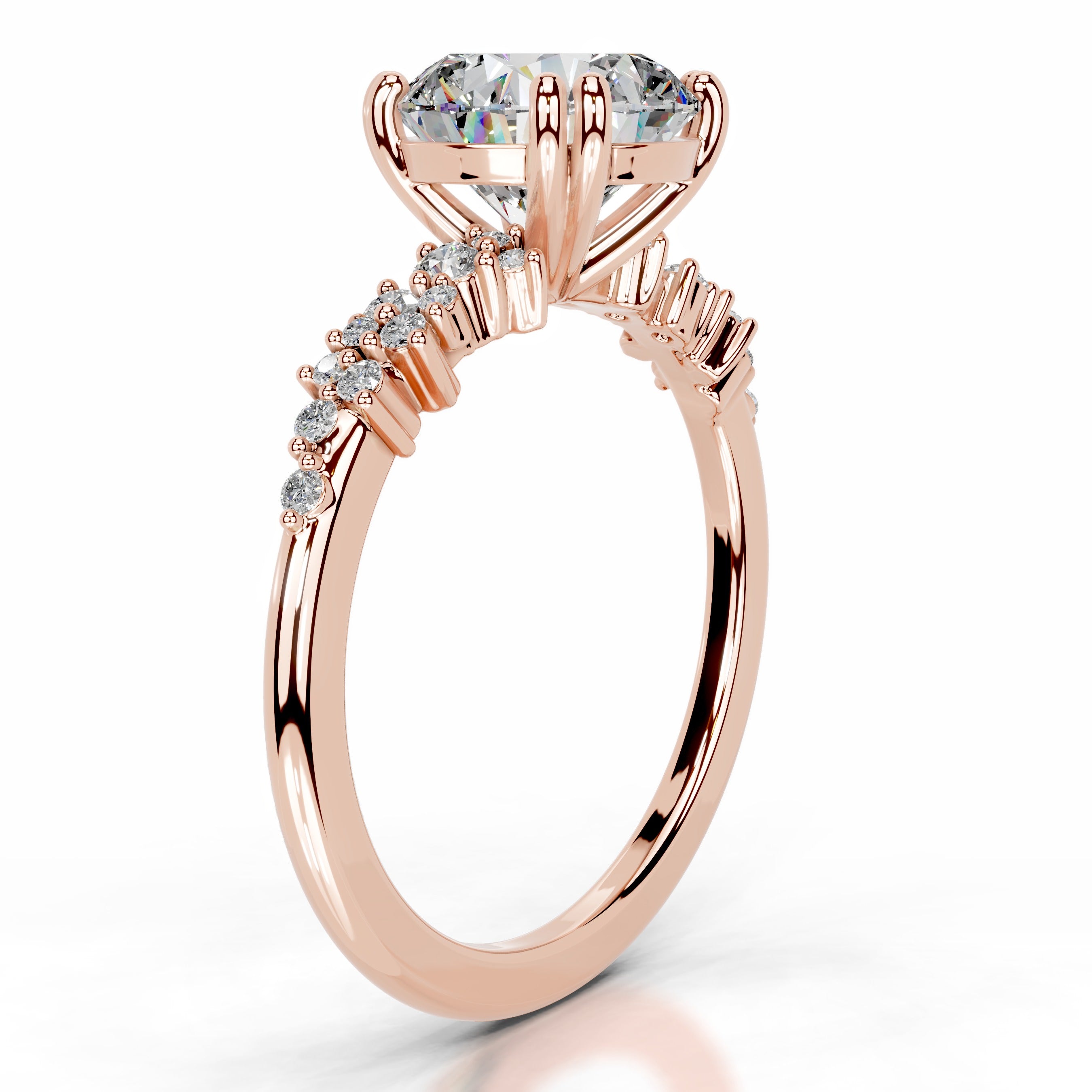 Emaline Moissanite & Diamonds Ring - 14K Rose Gold、mySite、hinf8tx79