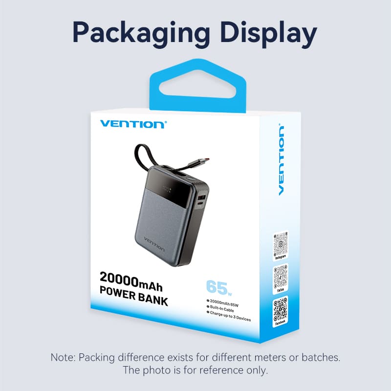 Vention 20000mAh Power Bank 65W、mySite、fannypackpong