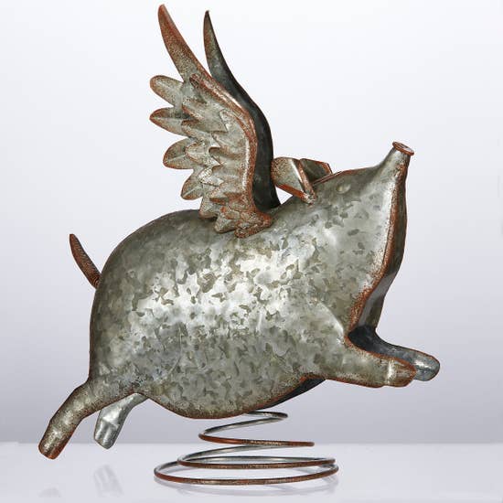 Tin Flying Pig Metal Art Decor *、mySite、g9winljtr