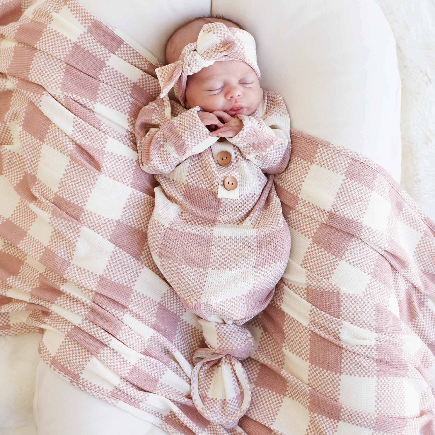  Big Check Bamboo Waffle Oversized Swaddle Blanket | Rosy、mySite、layawaytickets
