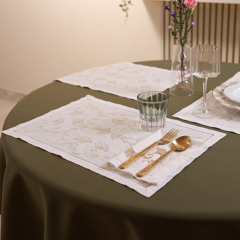 Cotton Table Mat Set | Placemats | White & Beige | Set of 4、mySite、camillekostekn