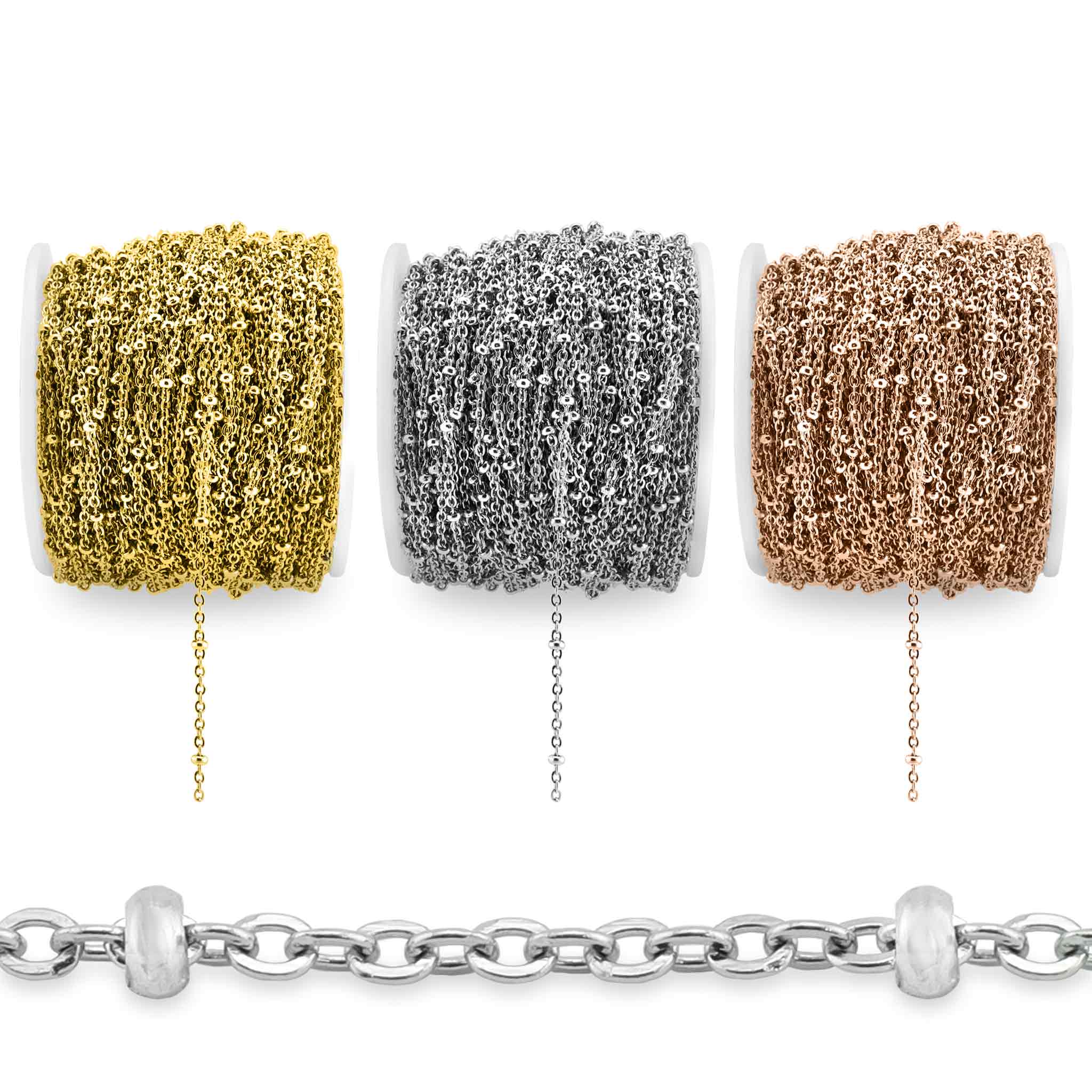 Stainless Steel 2.5mm Beaded Satellite Chain 164' Spool 50 Meter / SPL0006、mySite、dreamappss