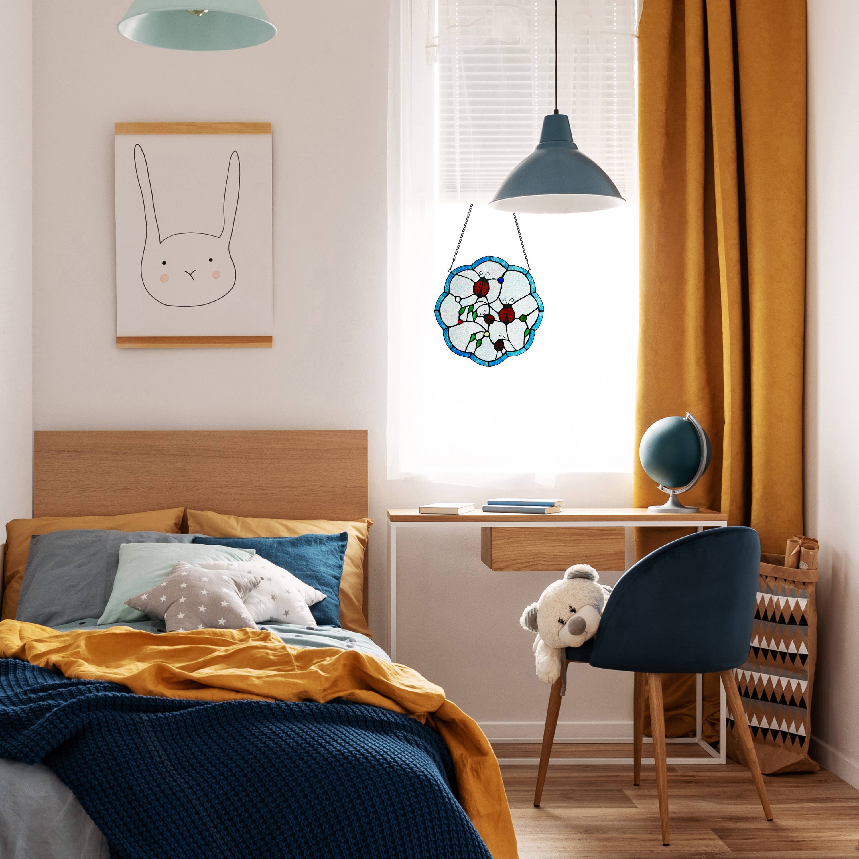 Ladybugs Round Tiffany Stained Glass Window Panel 12、mySite、g9winljtr