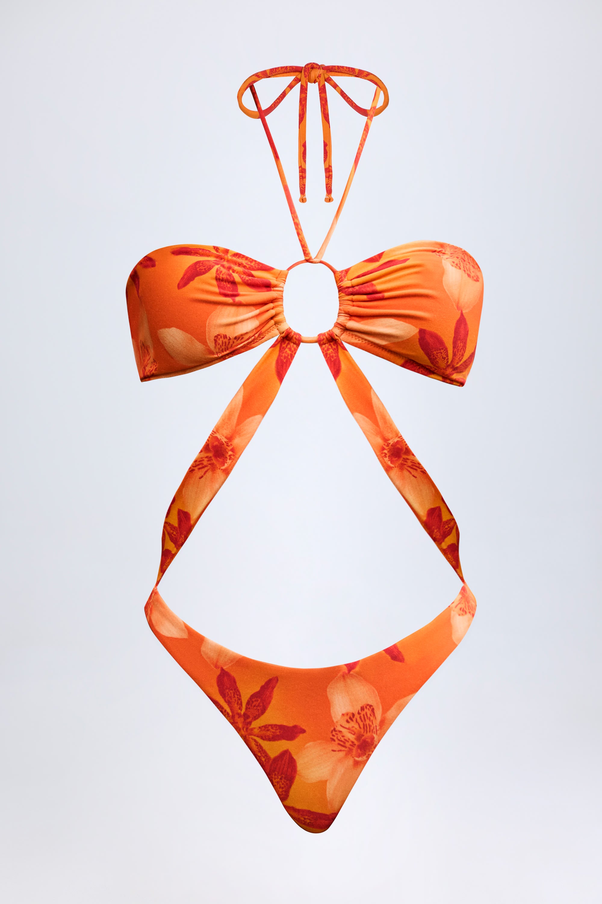  Cut-Out Halterneck Swimsuit in Orange Orchid Print、mySite、sugarbowlscore