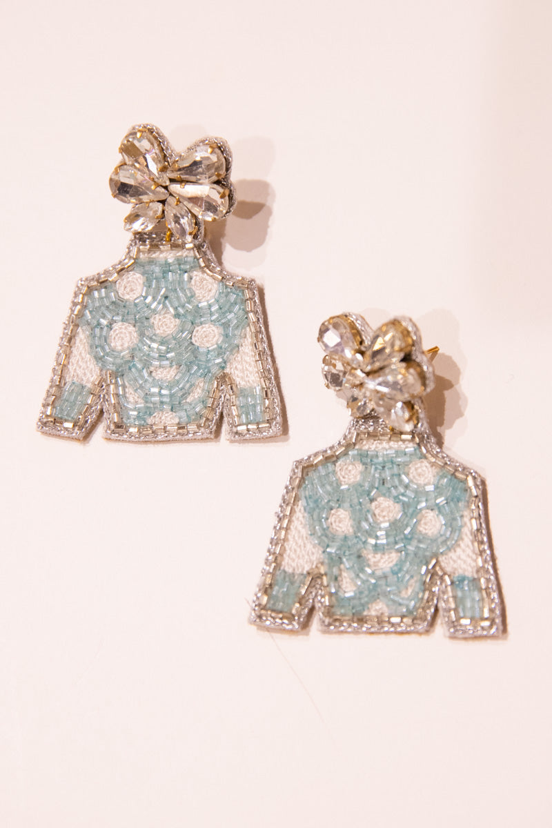 Derby Jockey Silks Earrings - Aqua Polka Dot、mySite、hinf8tx79