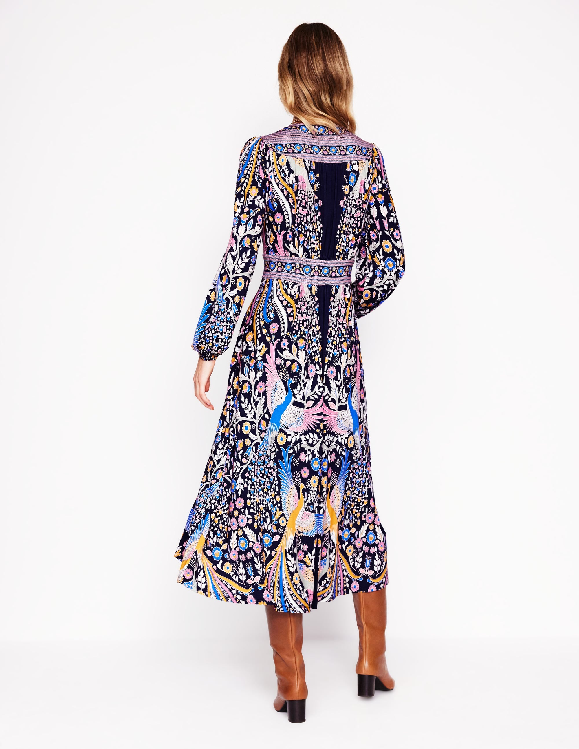  Lily Long Sleeve Midi Dress-French Navy,Enchanting Peacock、mySite、ashleygrahame