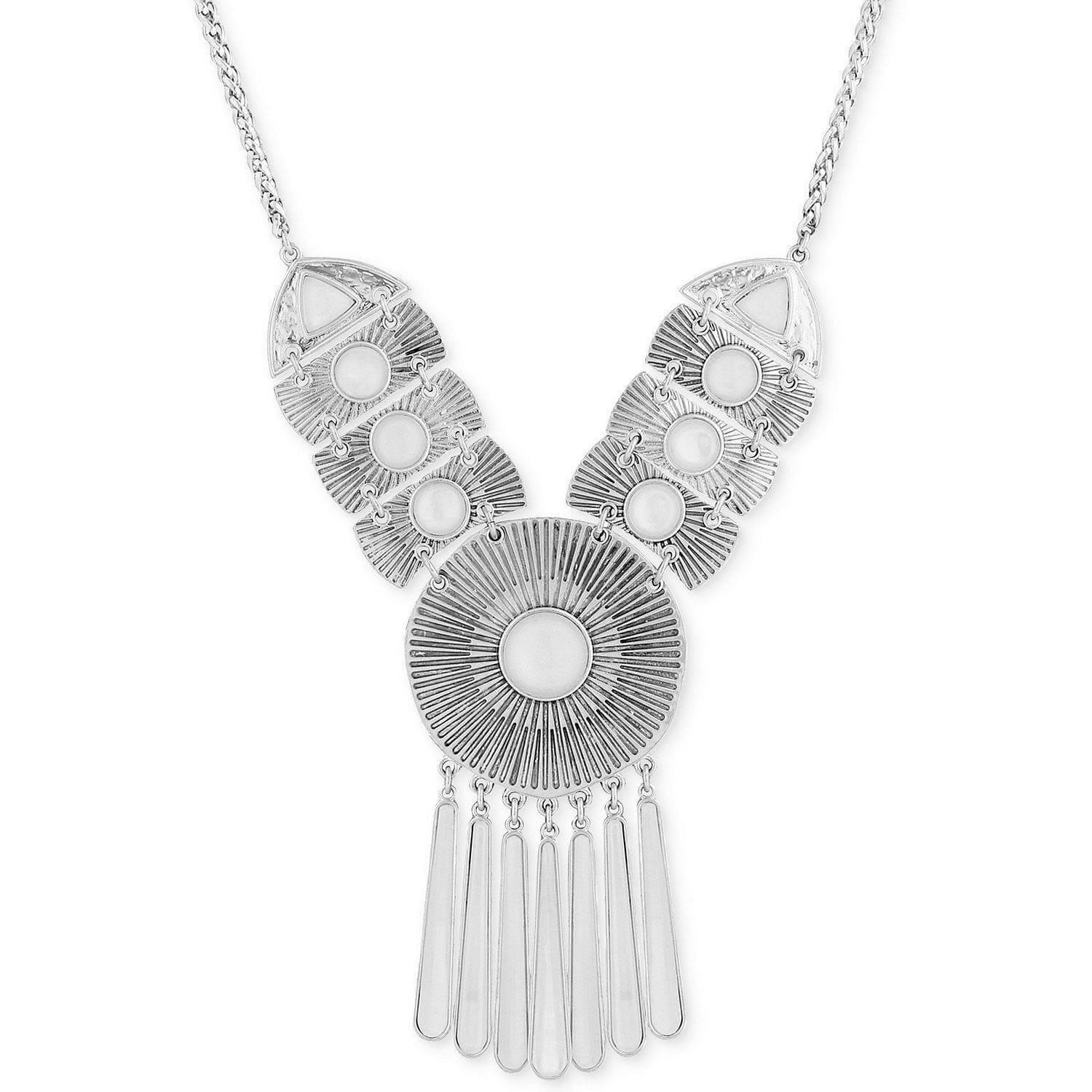 Lucky Brand Medallion Statement Necklace Silver Tone Matching Bracelets、mySite、g9winljtr