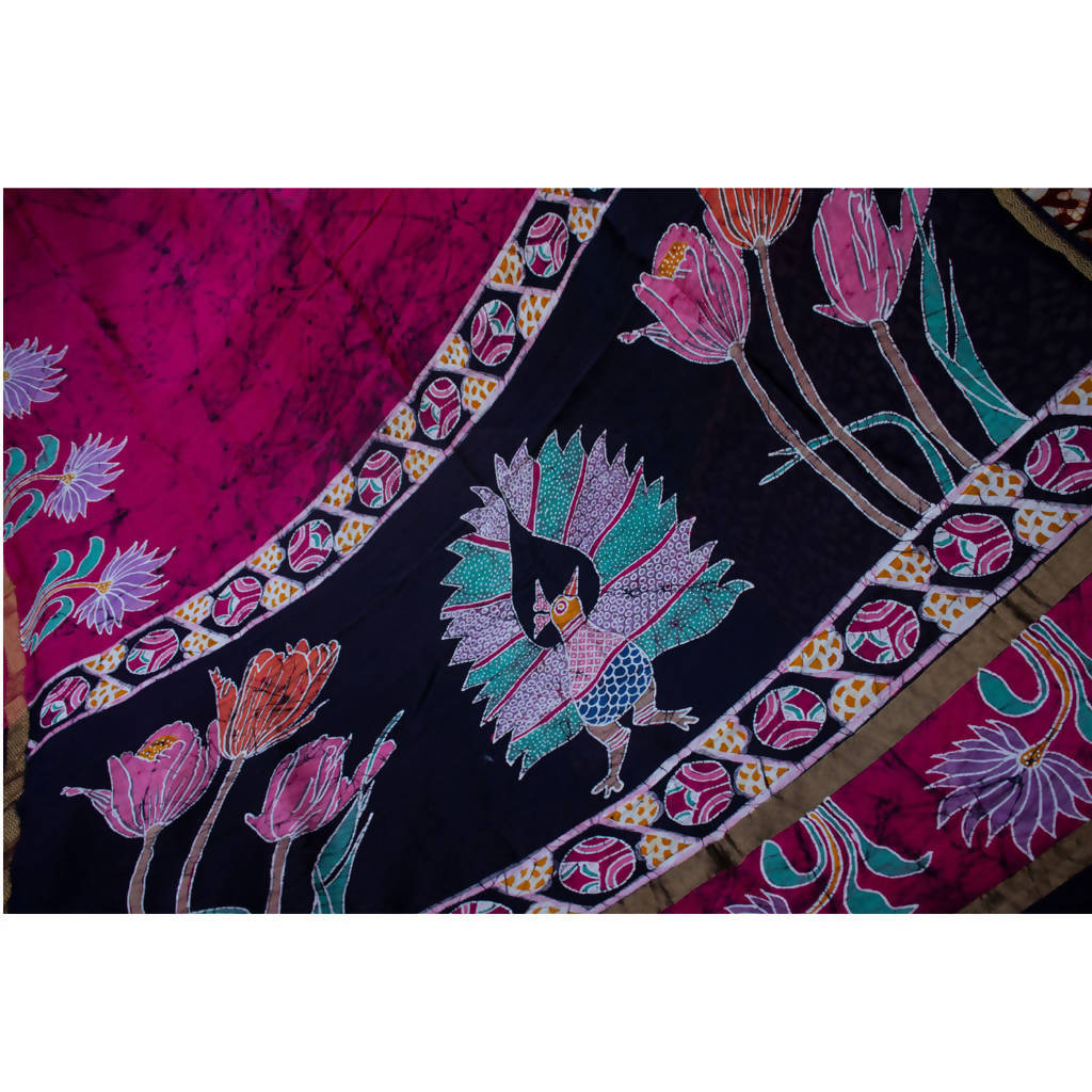 Festive Wear | Maheshwari Cotton Silk Batik Saree | Pink、mySite、camillekostekn