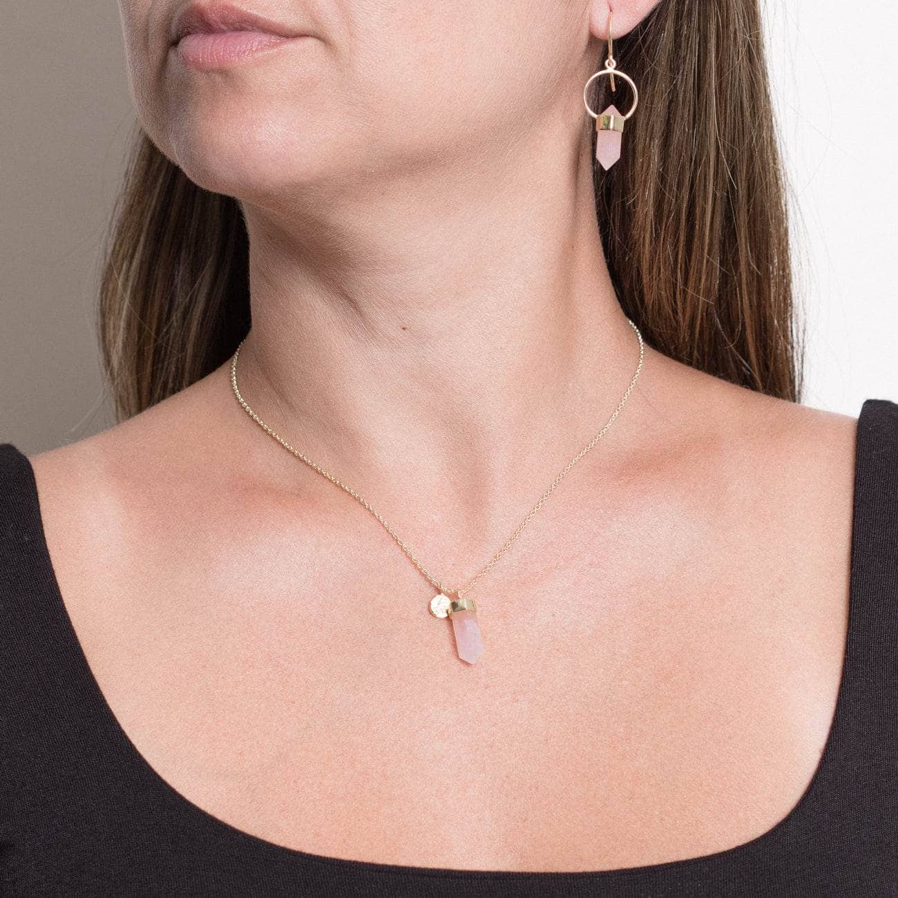 Delicate Rose Quartz Crystal Point Necklace、mySite、hinf8tx79