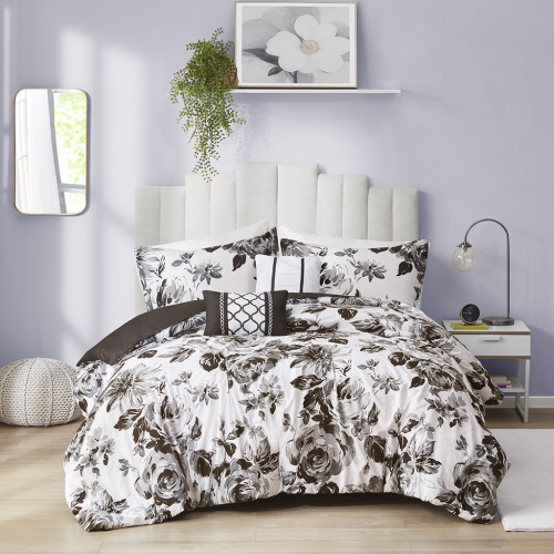 King/Cal King Floral Print Duvet Cover Set、、eastwooduniform