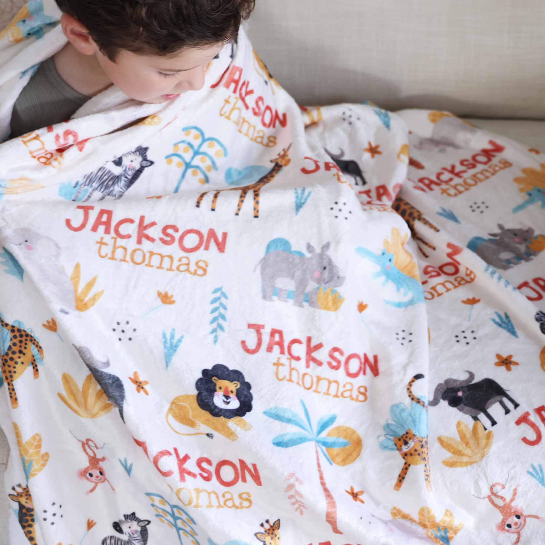  Safari Adventure Personalized Kids Blanket、mySite、layawaytickets