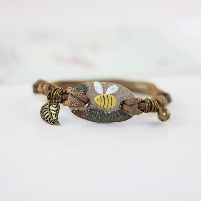 Ceramic Bee Charm Bracelet Bronze Mens/Ladies Wristband Bangle, So CUTE!、mySite、g9winljtr