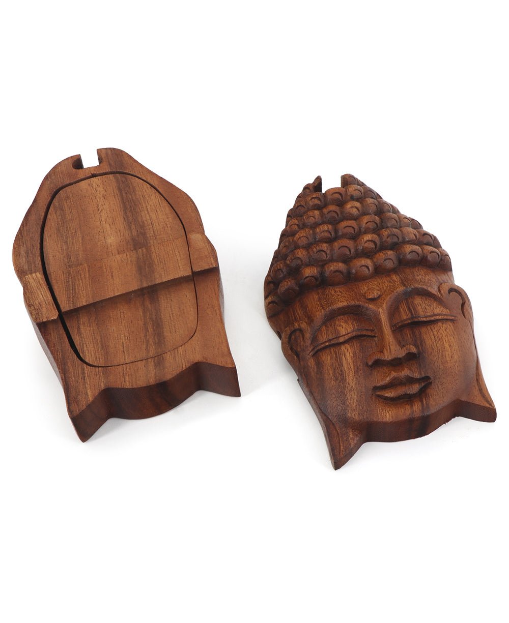 Hand-carved Wood Buddha Face Puzzle Keepsake Box、mySite、topwebapps