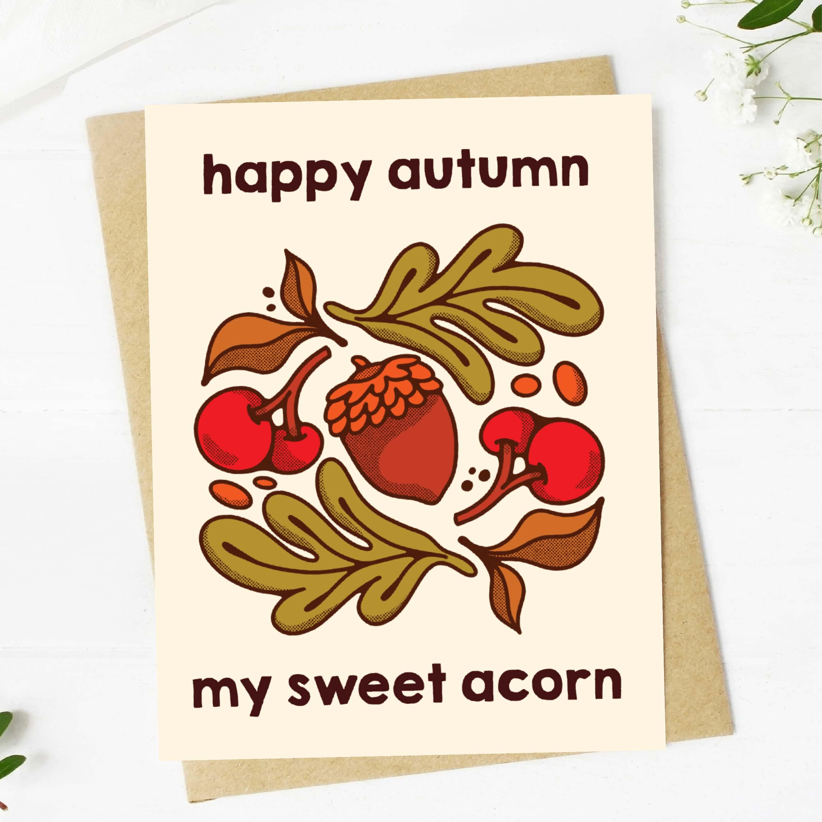  Happy Autumn My Sweet Acorn Fall Card、mySite、elrpsem3k