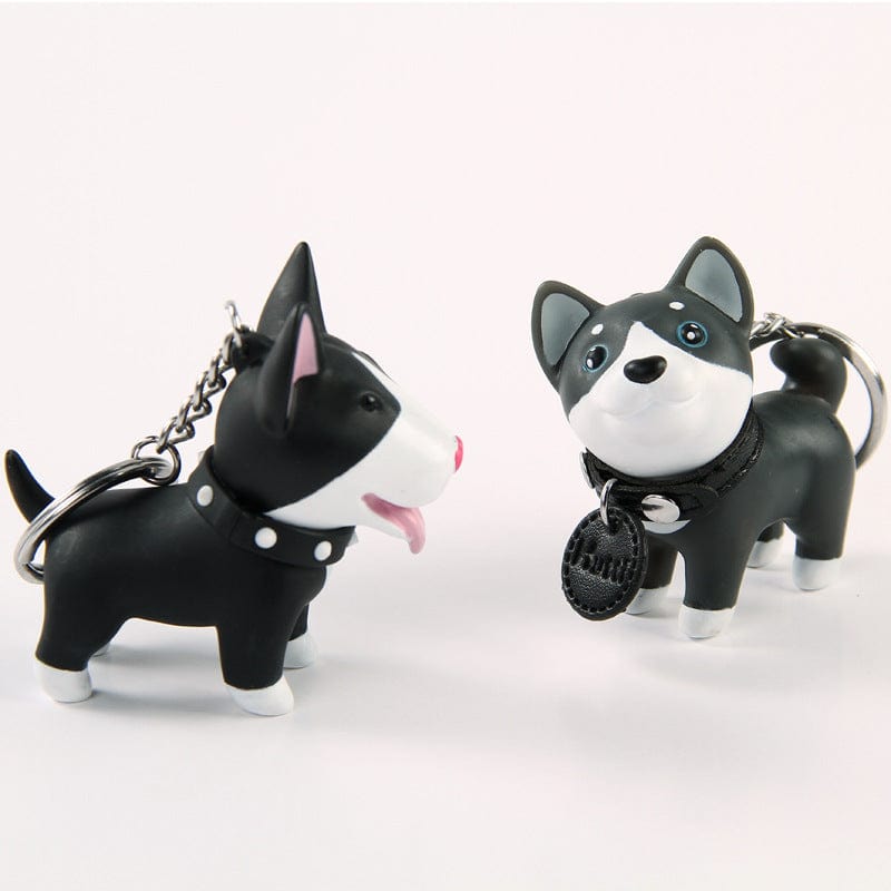 Dog Keychain 4 Types, Black and White Bull Terriers and Mutt Doggy*、mySite、g9winljtr
