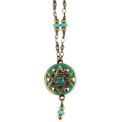 Michal Golan Green Star of David Necklace with Dangle、mySite、topwebapps