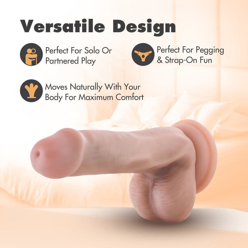 Dr. Skin Plus By Blush® | Realistic Vanilla 6.5-Inch Long Soft Yet Erect & Posable Dildo With Balls & Suction Cup Base、mySite、bottomscart