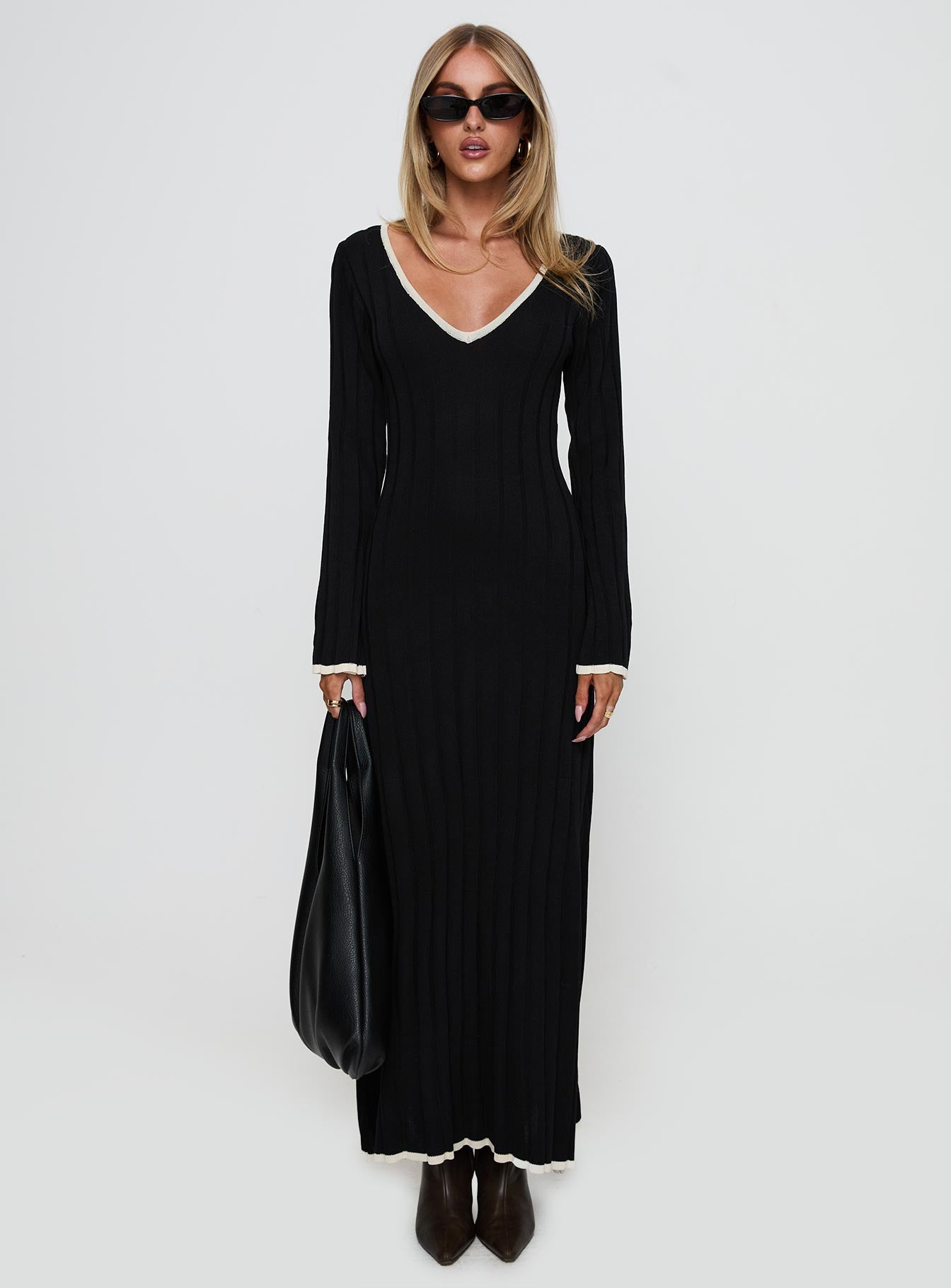 Claira Long Sleeve Maxi Dress Black、mySite、solidvoid