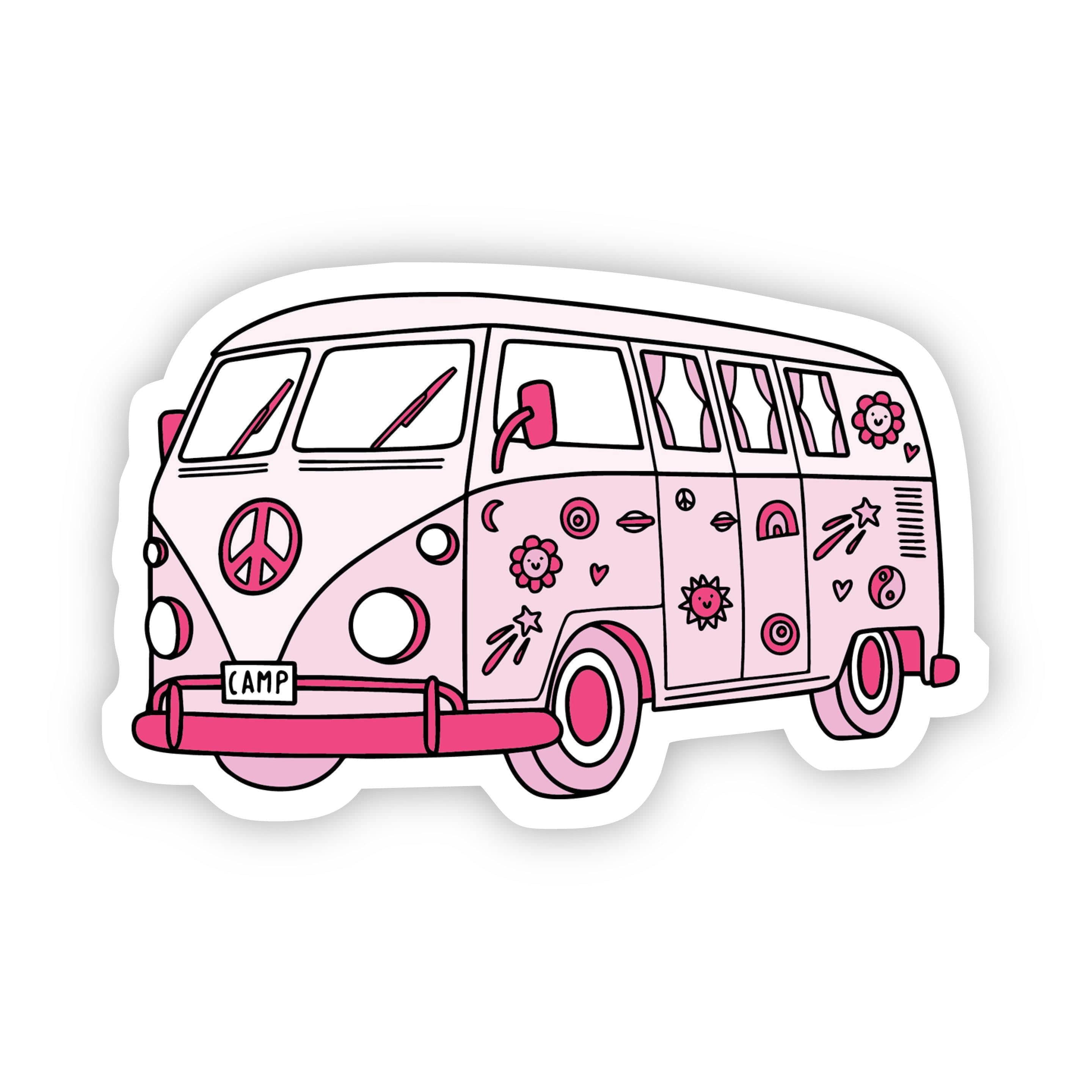 Pink Hippie Van Aesthetic Sticker、mySite、elrpsem3k