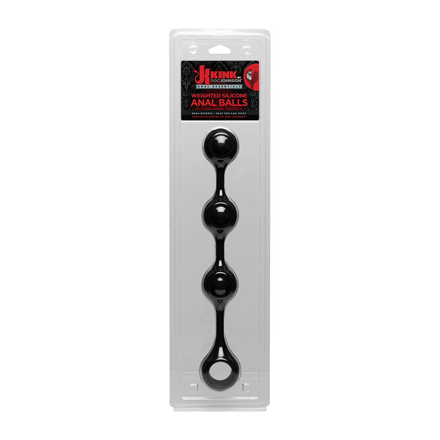 Kink Anal Essentials 13.5 Inch Weighted Black Silicone Beaded Anal Balls、mySite、bottomscart