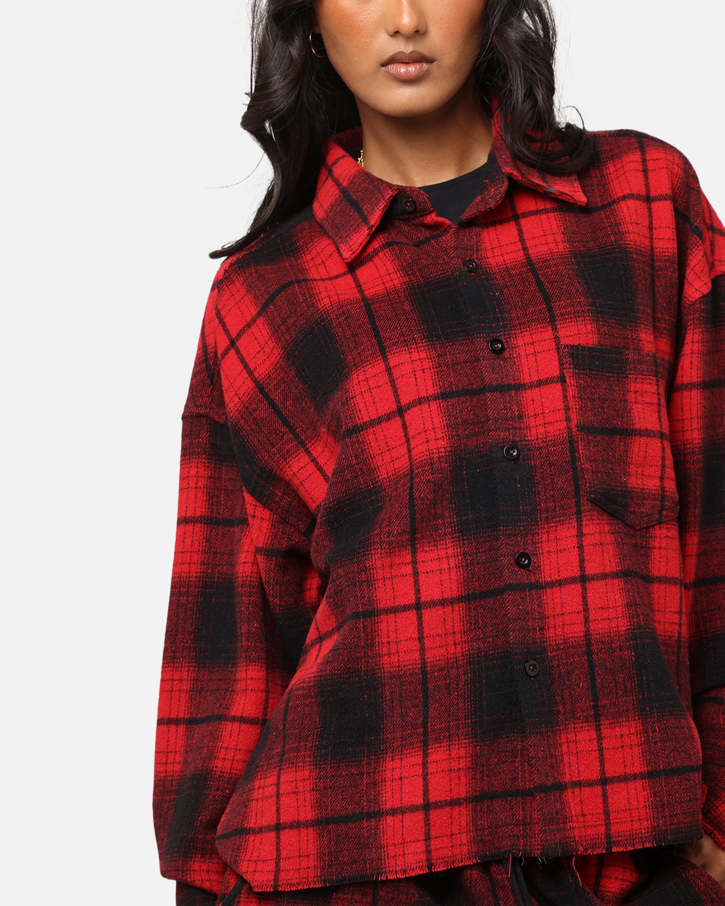 XXIII Plaid Long Sleeve Overshirt Red、mySite、zt4zffjzw
