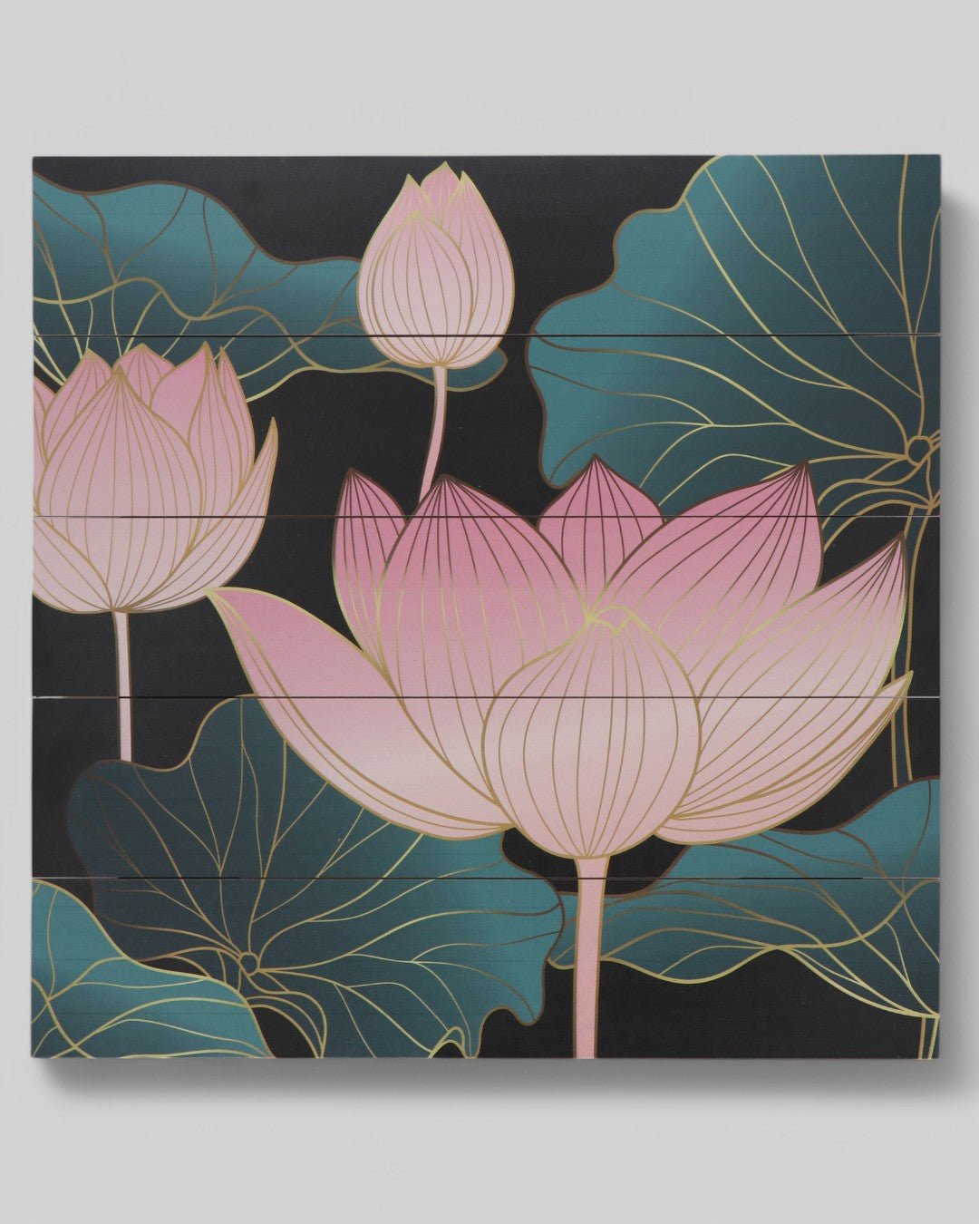 Elegant Pink Lotus Wooden Panel Wall Art, 18、mySite、topwebapps