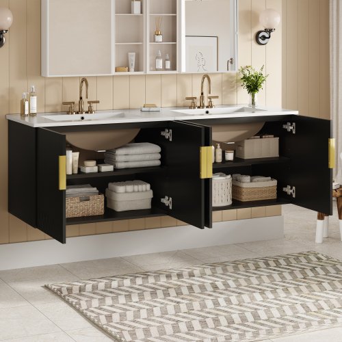 30" Vintage Bathroom Vanity with Ceramic Sink, with 3 Holes Single Ceramic Sink, Bathroom Storage Vanity Cabinet with 2 Soft Closing Doors、、xpatfood