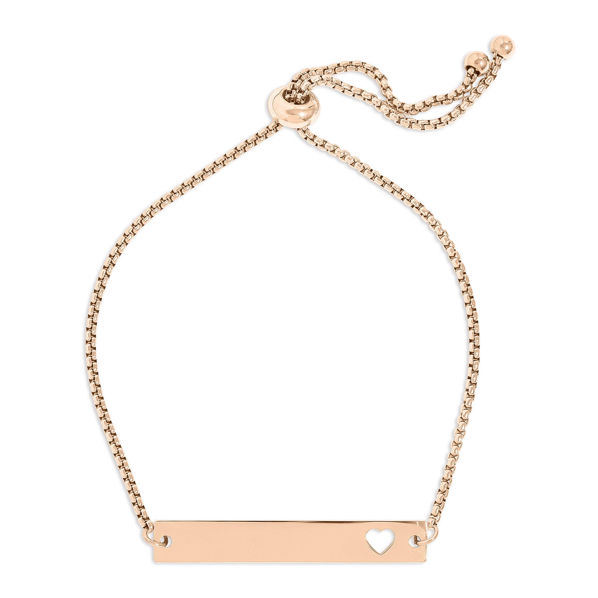 18K Gold PVD Stainless Steel Flat Adjustable Heart Cutout Blank Bar Bracelet / SBB0322、mySite、dreamappss