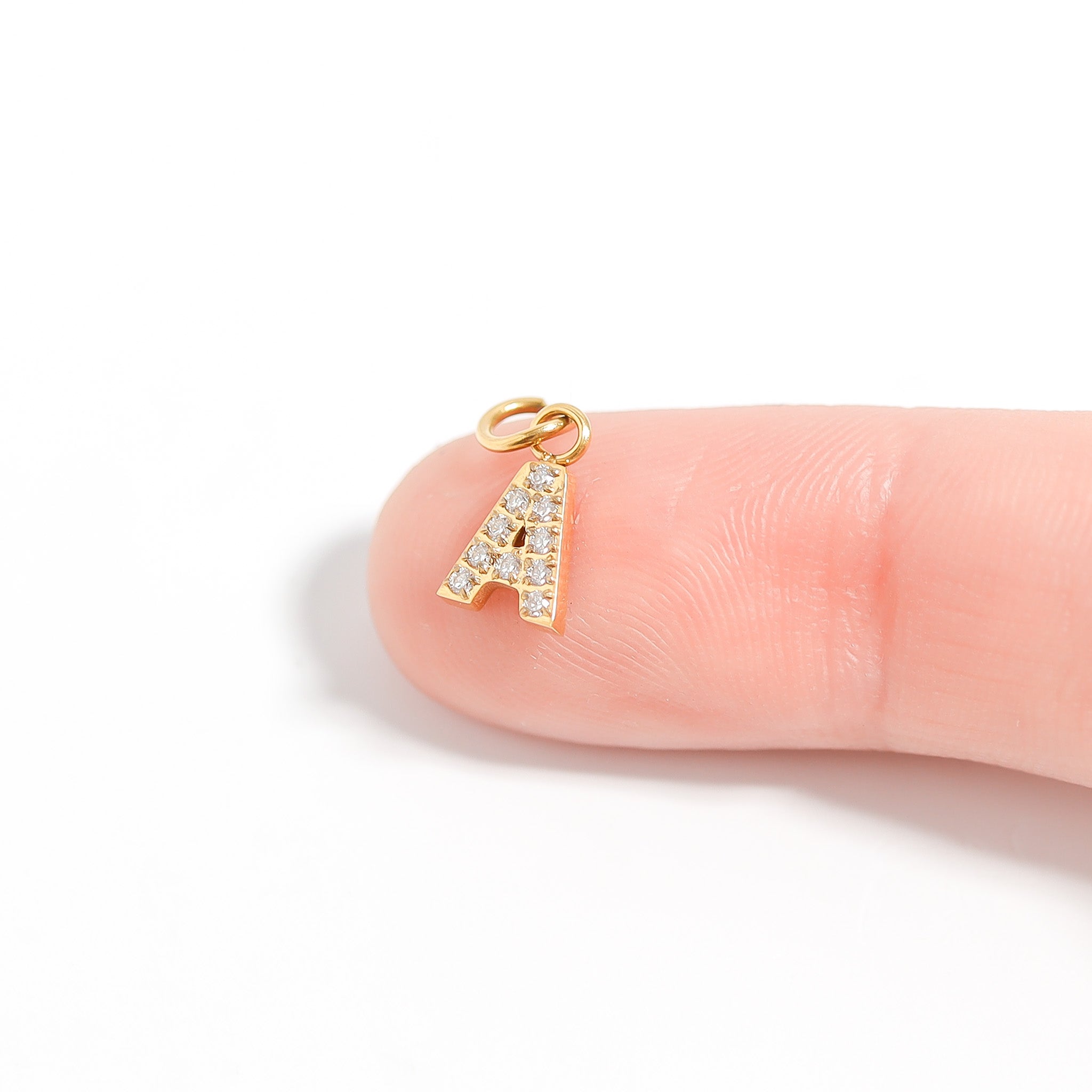 18K Gold PVD Stainless Steel Pave Set CZ Initial Letter Charms / PDC9021、mySite、dreamappss