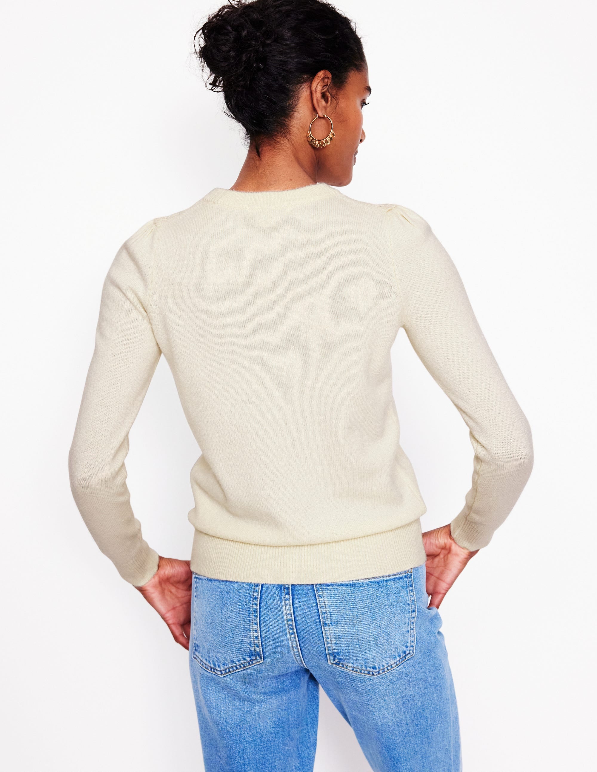  Flower Motif Sweater-Warm Ivory Melange、mySite、ashleygrahame