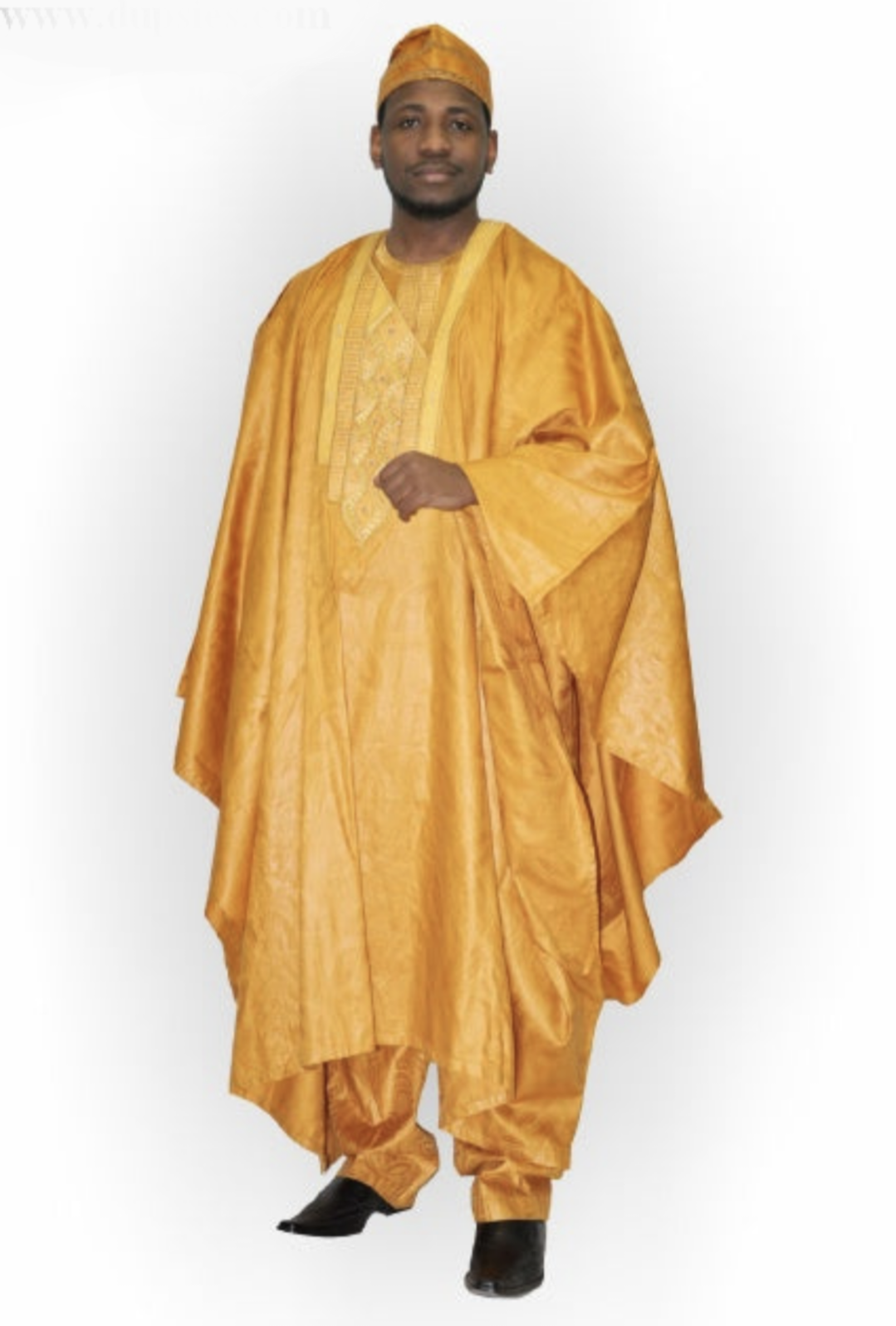 Gold African Brocade Agbada(Grand boubou) for Men、mySite、solidvoid