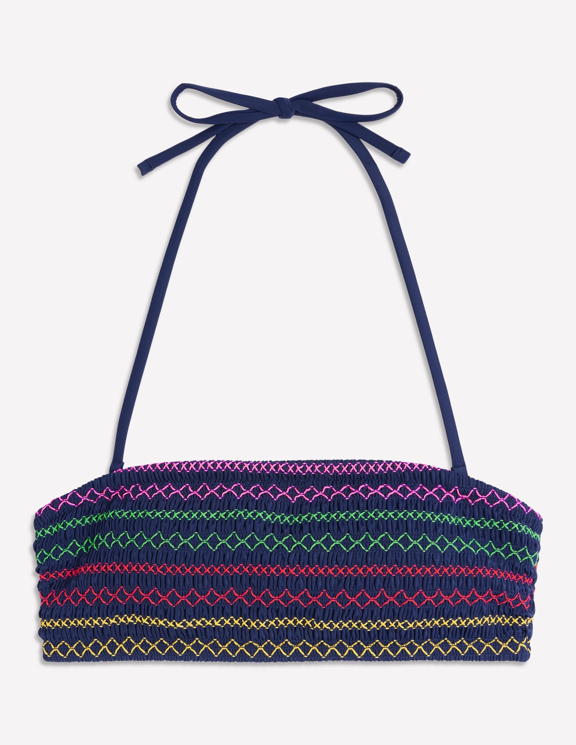  Skyros Smocked Bikini Top-Navy、mySite、ashleygrahame