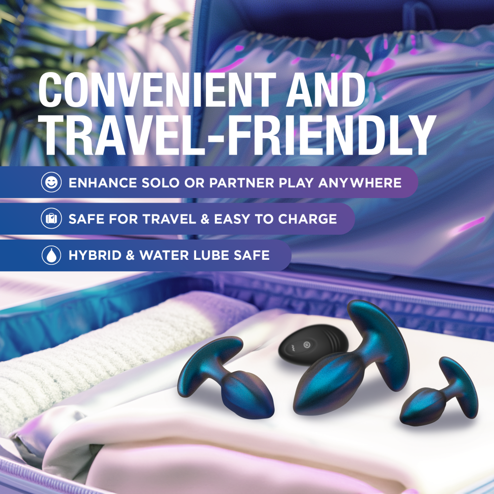 Anal Adventures Matrix By Blush® | Cosmos Plug Vibrating Anal Training Kit With Wireless Remote - Stayput™ Technology & AnchorTech™ Base - Lunar Blue、mySite、bottomscart