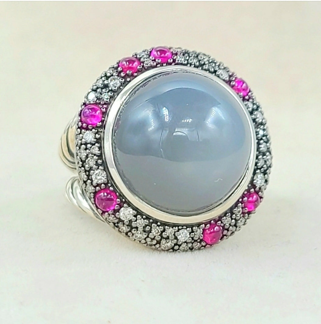 David Yurman Cerise Midnight Melange Ring 鈥?Moonstone & Ruby、mySite、hinf8tx79