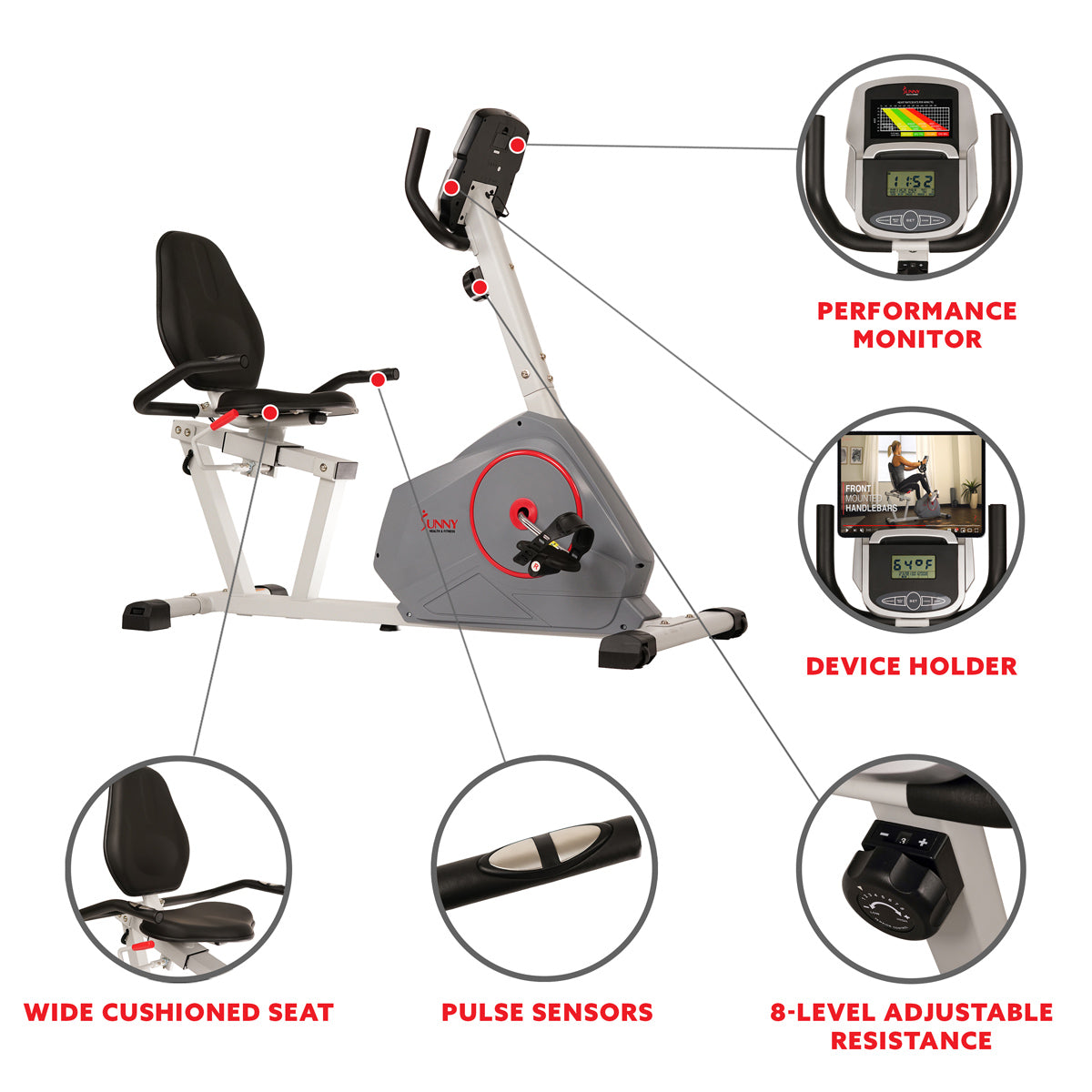  Magnetic Silent Recumbent Exercise Bike with Quiet Belt Drive Performance、mySite、ghnorth