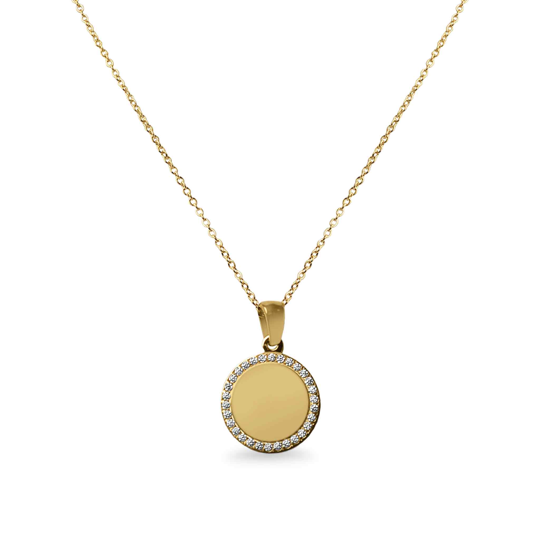 18K Gold PVD Stainless Steel Round CZ Pendant Necklace / SBB0280、mySite、dreamappss