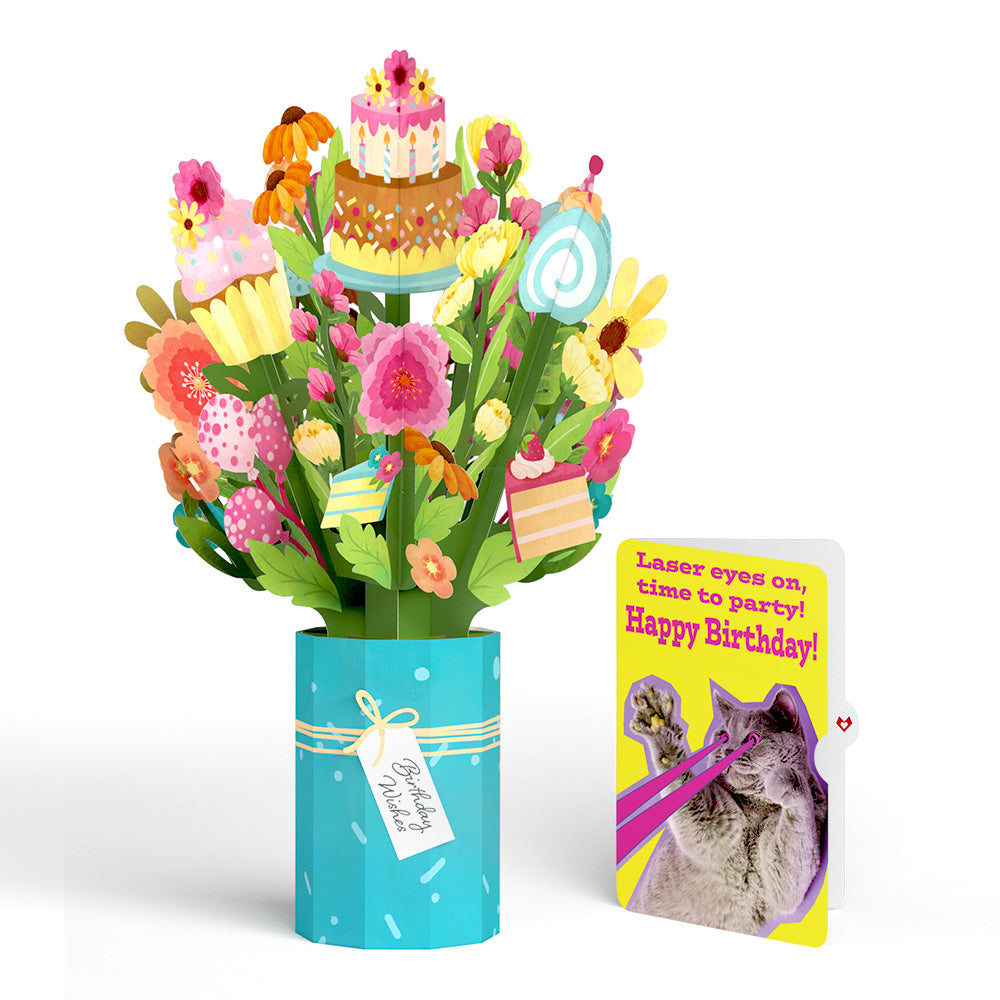 Sweet Birthday Wishes Bouquet and Cat Laser Eyes Sentiment Set、mySite、solidvoid