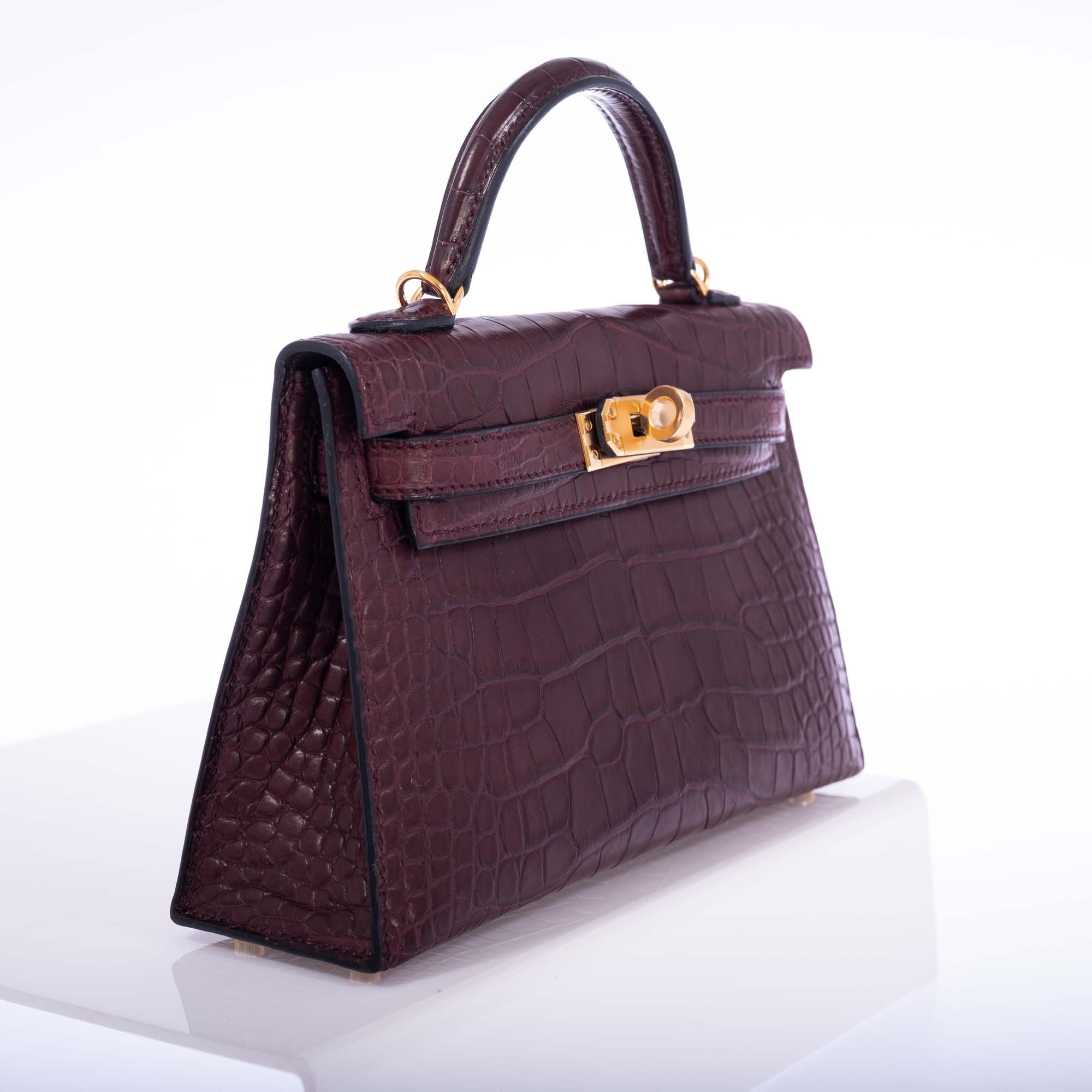 Hermès Mini Kelly II 20 Bordeaux Matte Alligator Gold Hardware、mySite、garminoutage.com