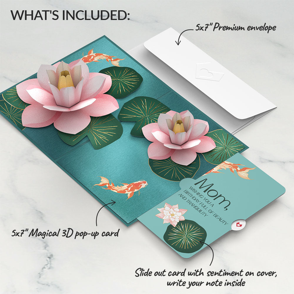 Koi Fish and Lotus Birthday Pop-Up Card and Sentiment Set for Mom、mySite、solidvoid