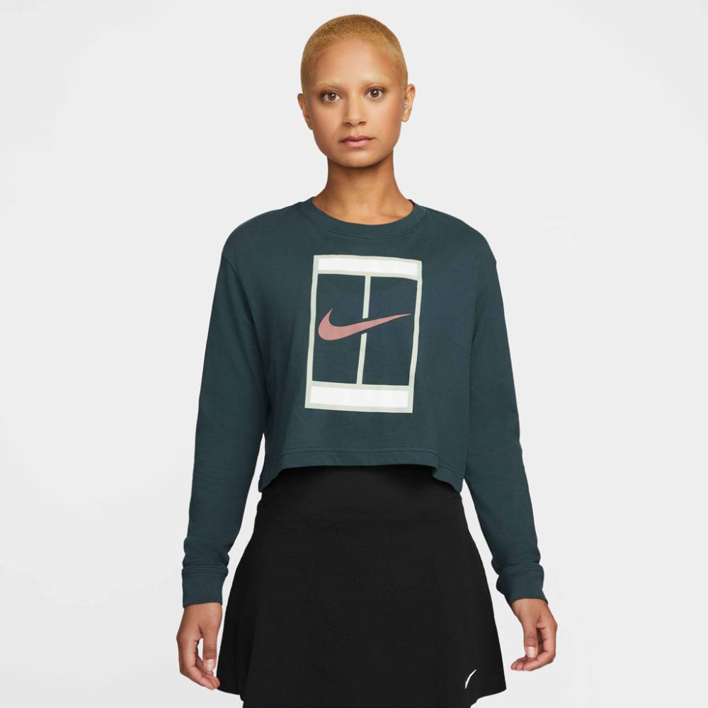 Nike Women's Dri-FIT Slam Long Sleeve Crop Top (Green)