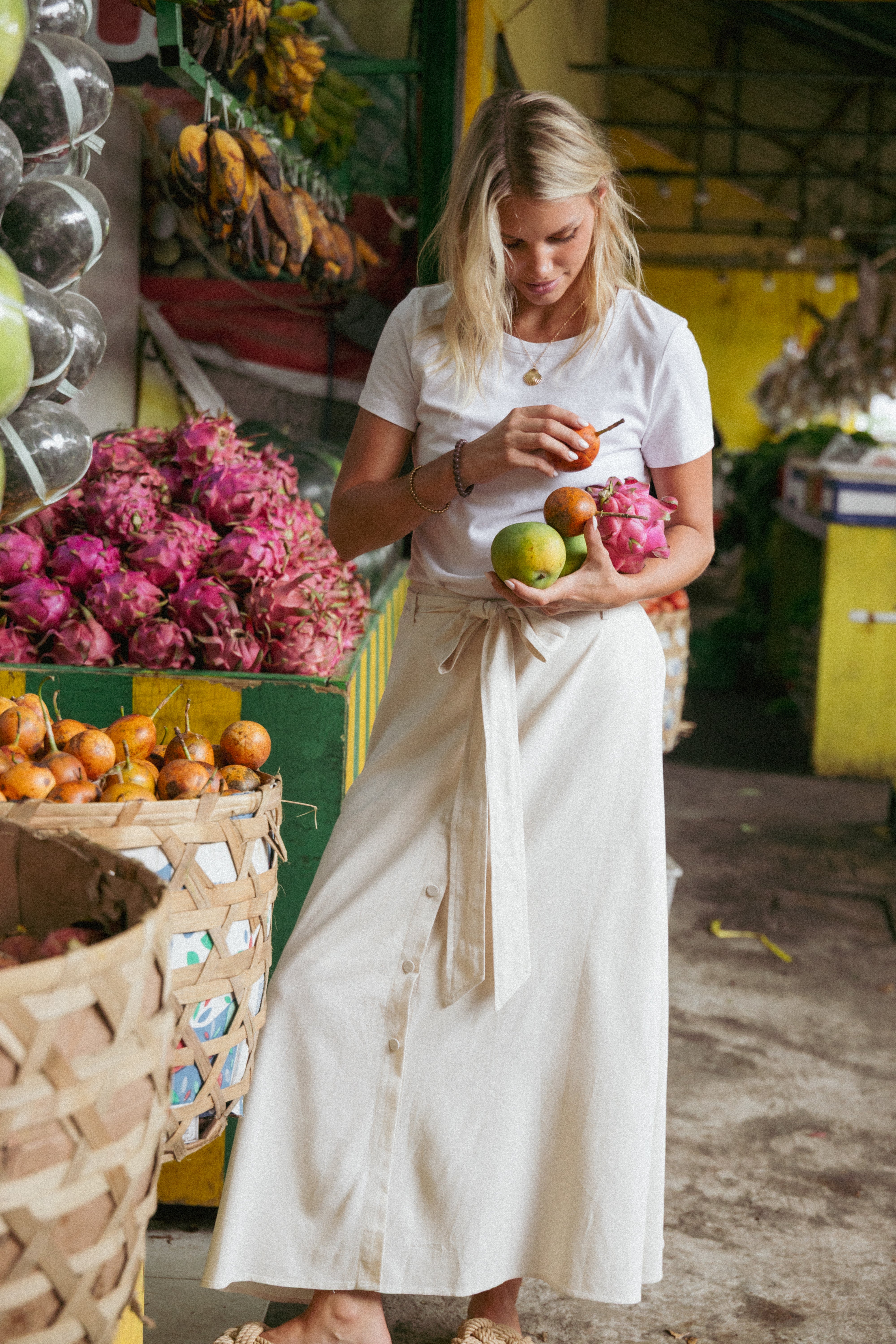  Xander Tie Waist Midi Skirt - Oatmeal、mySite、sugarbowlscore