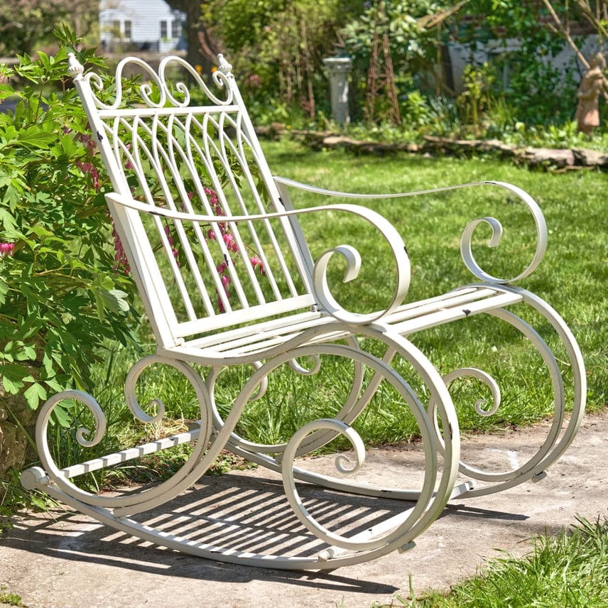 Iron Outdoor Rocking Chair Double or Single White or Bronze Beautiful!、mySite、g9winljtr