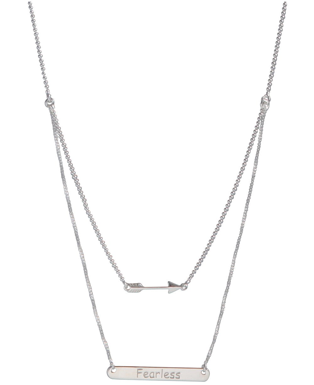 Inspirational Sterling Silver Layer Necklace, Fearless、mySite、topwebapps