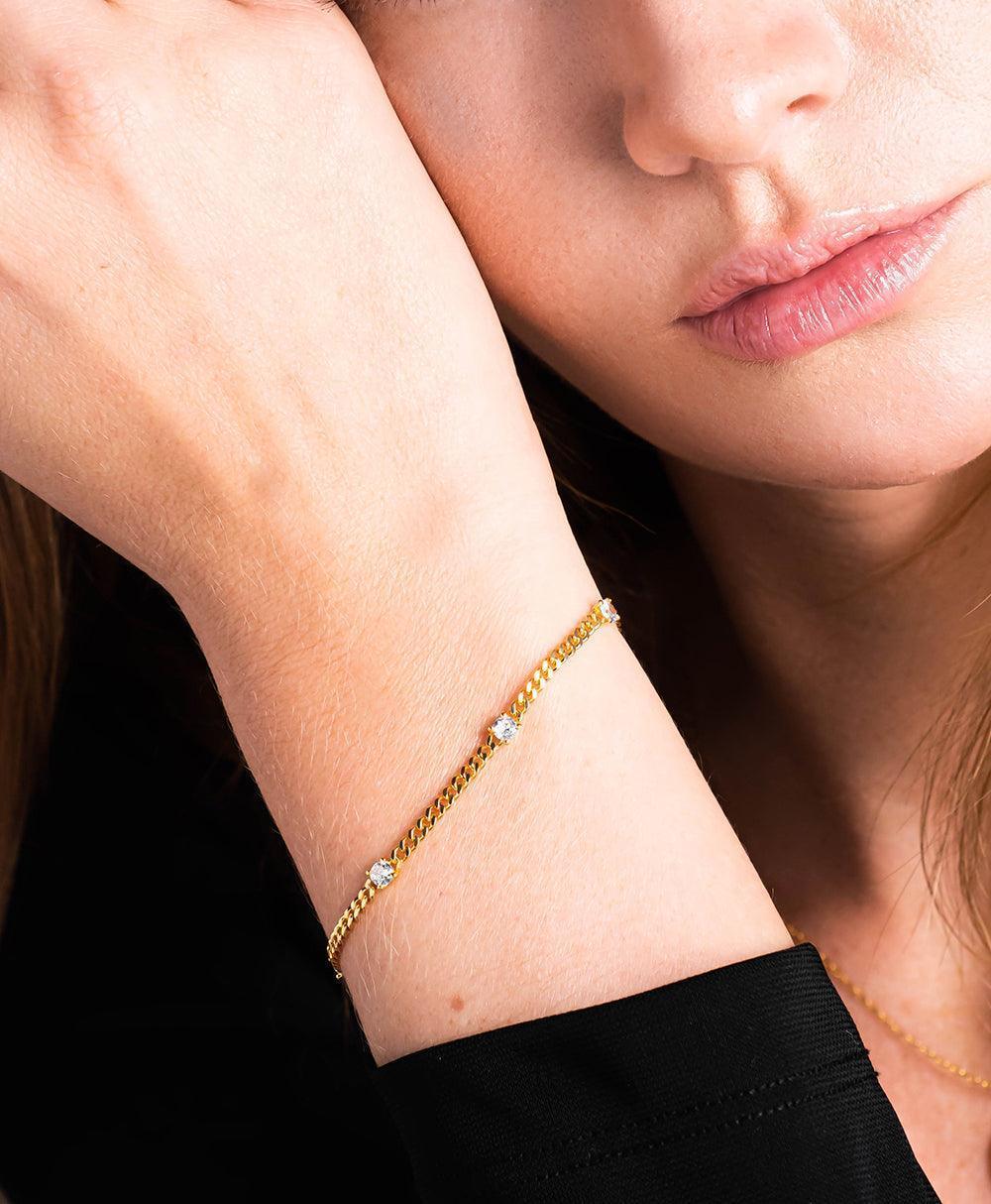  Birthstone Bracelet April 18ct Gold Plated